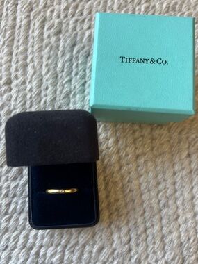 Tiffany & Co Elsa Peretti Diamond Band Ring 18K Gold Size 8.5